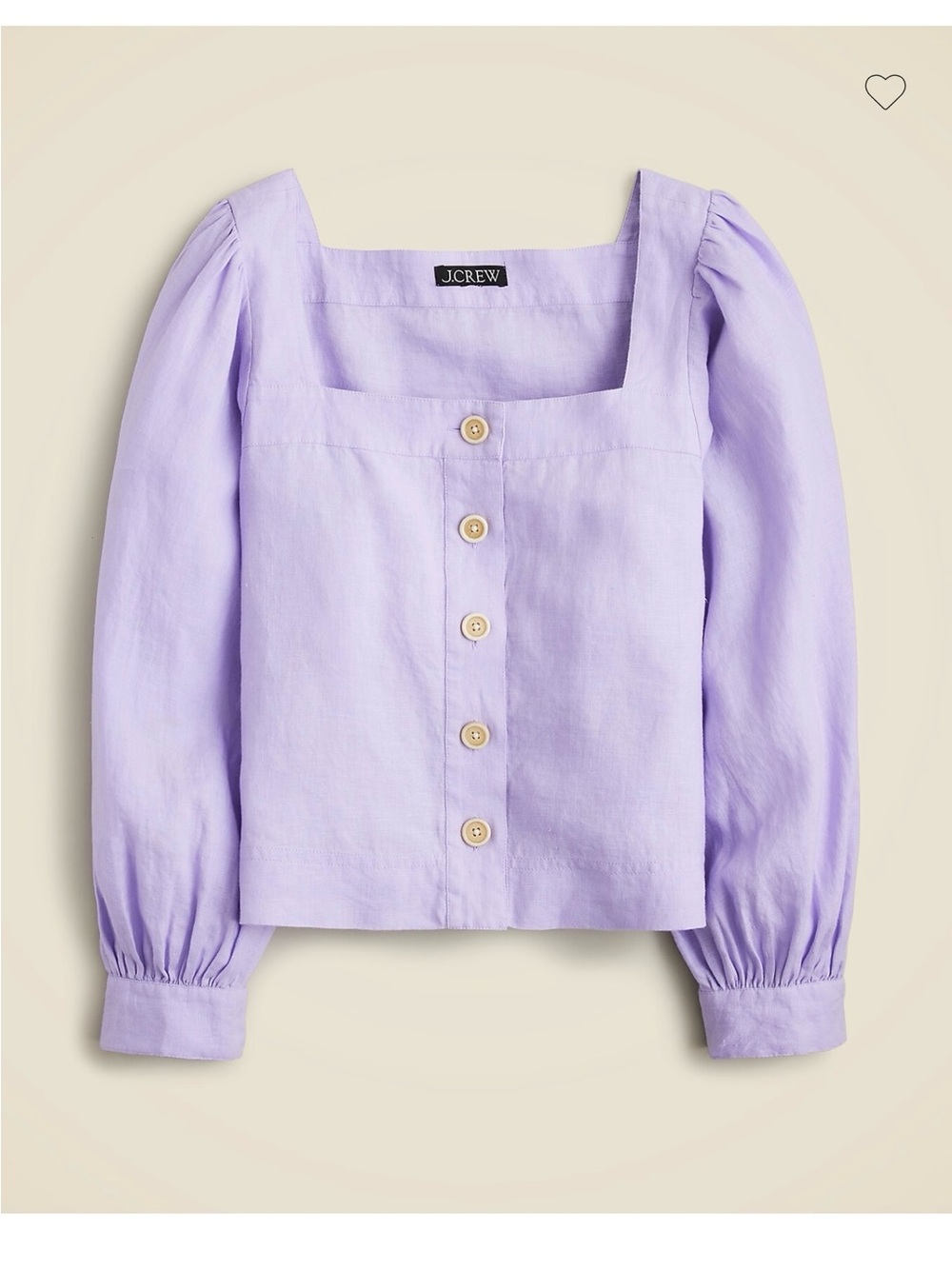 NWT J.Crew Linen Squareneck Button-Up Top Lavender Jade Medium BY697